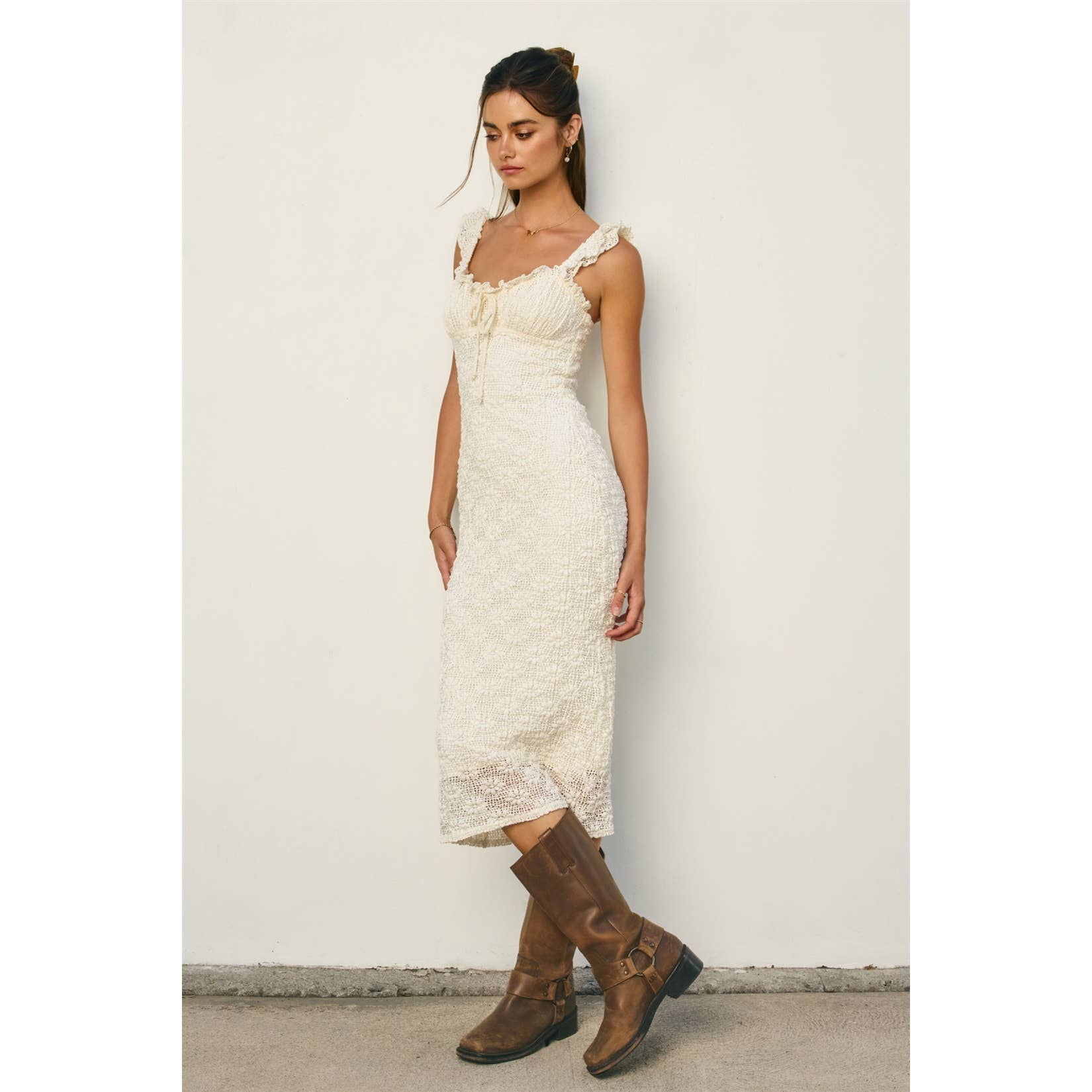 Breeze & Blossom Flutter Ruffled Midi Dress