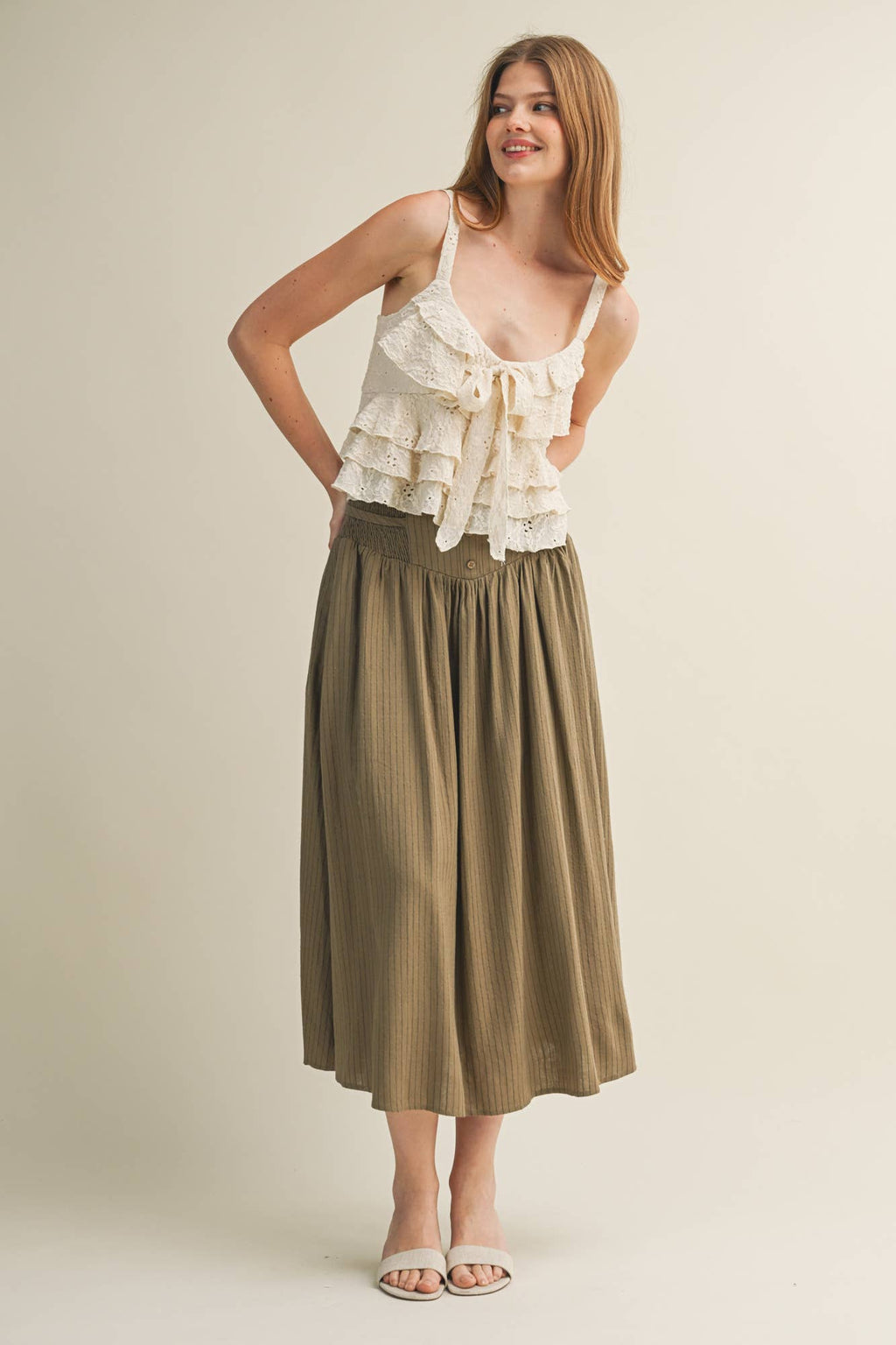Jacquard Ruffle Jersey Cami
