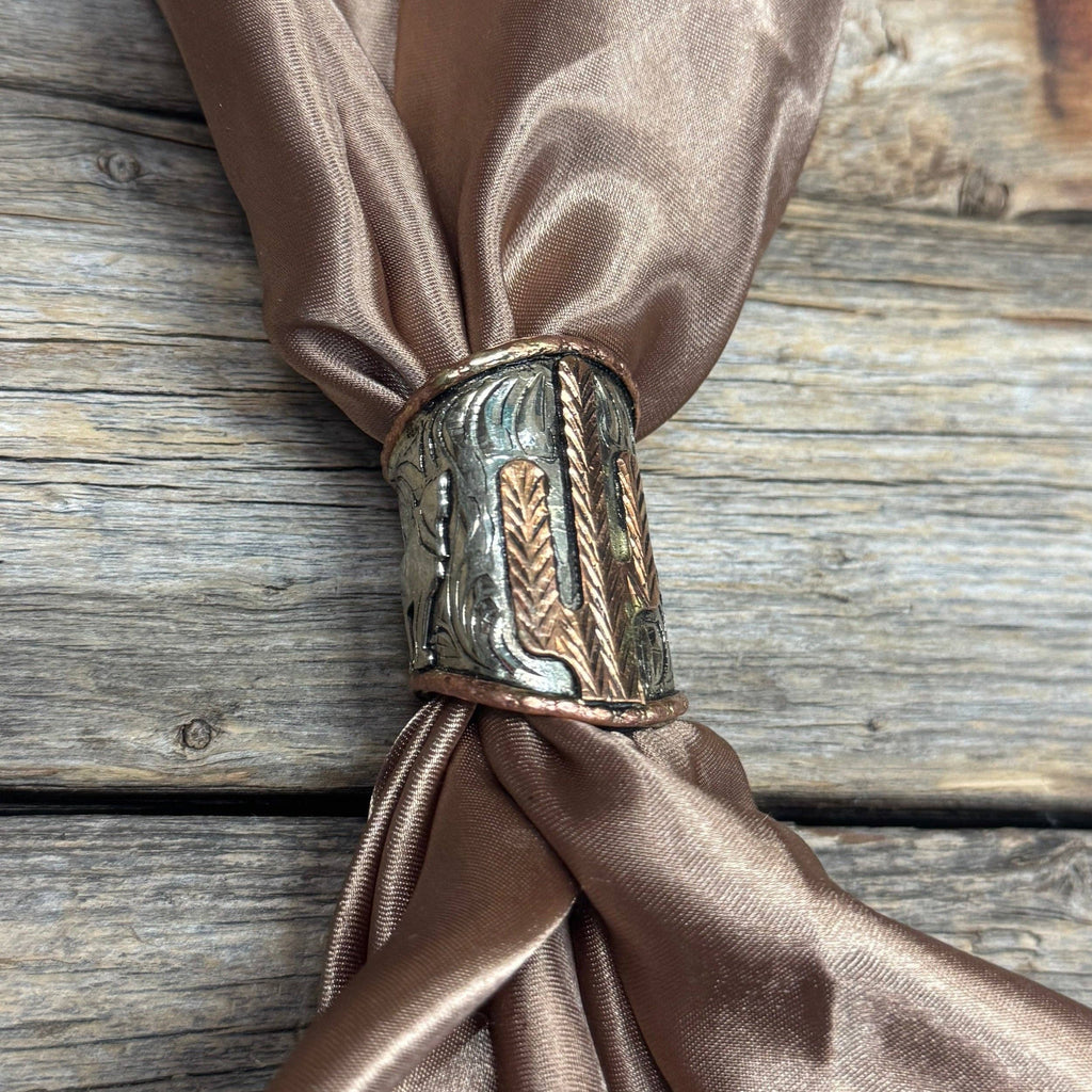 Engraved Coyote N' Cactus Wild Rag Slide