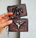 Cowhide and Leather Keychain Wallet