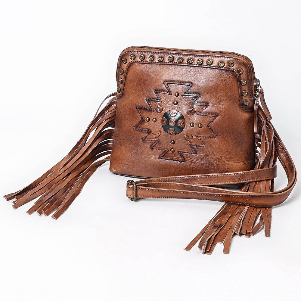 Genuine Western Leather Aztec Crossbody