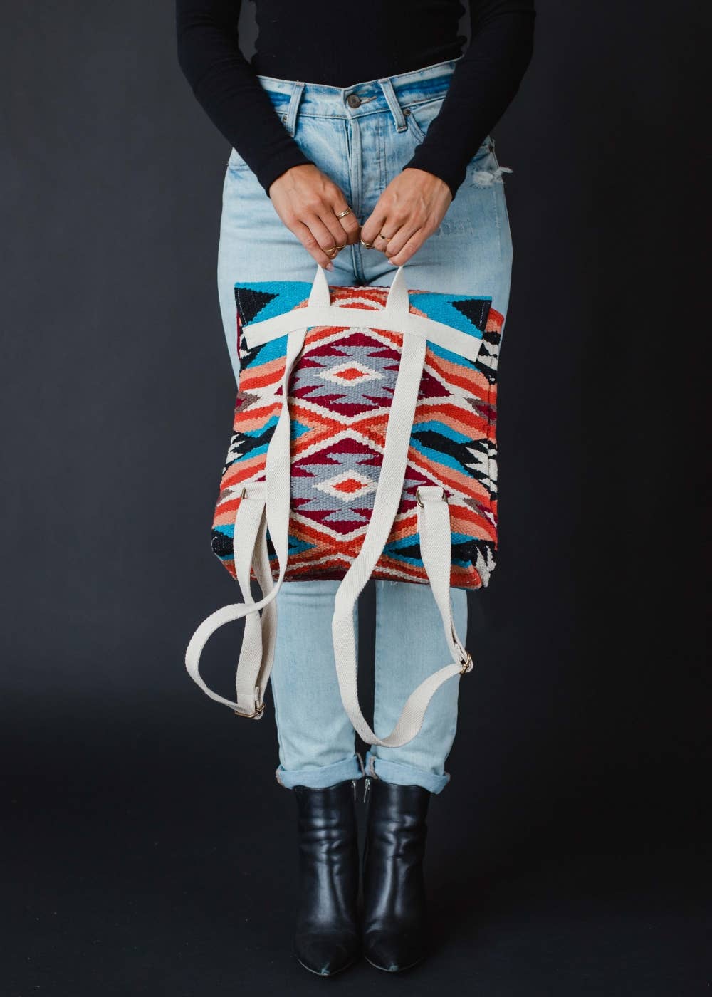 Red, Blue, Orange & Cream Aztec Backpack