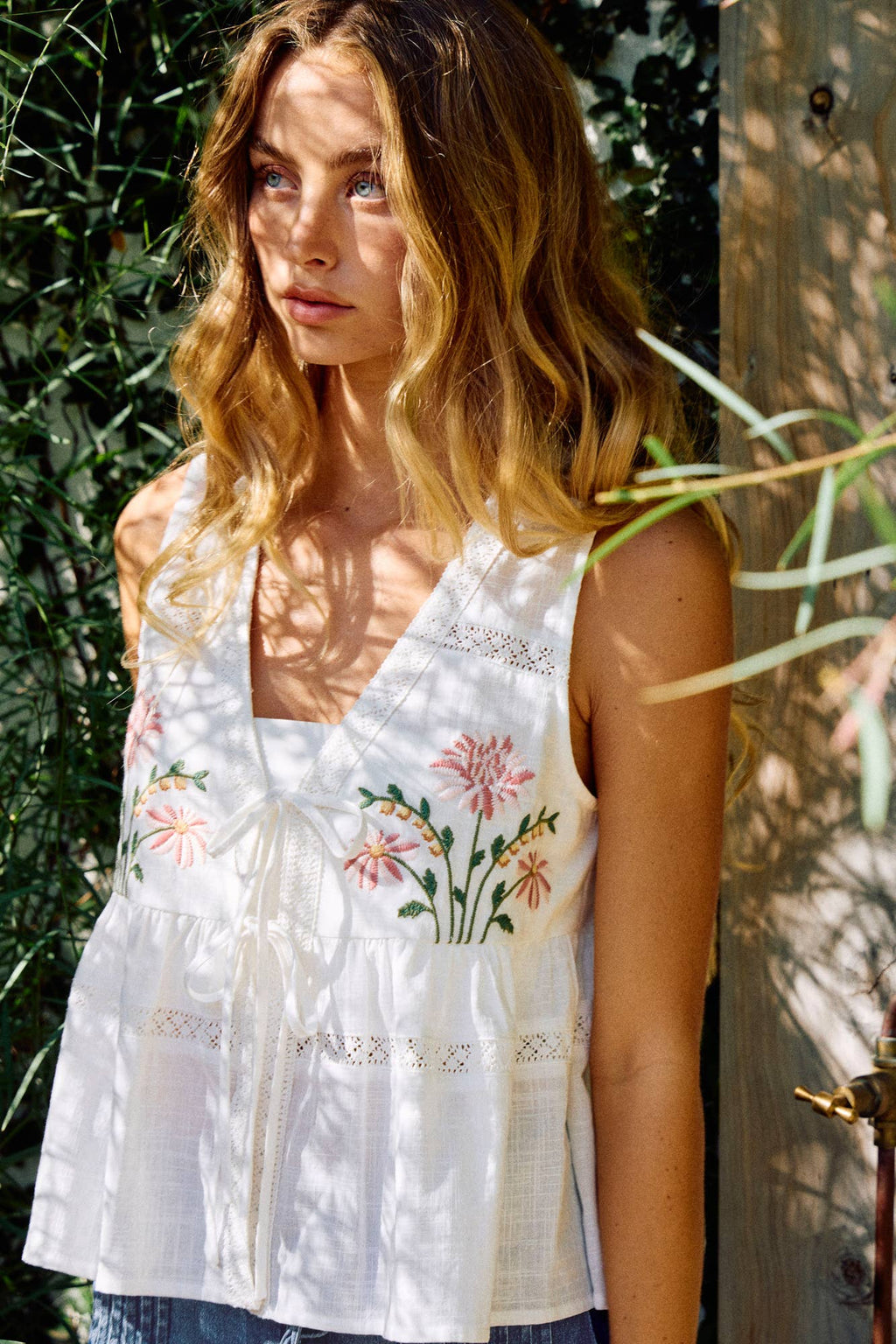 Embroidered Linen Top