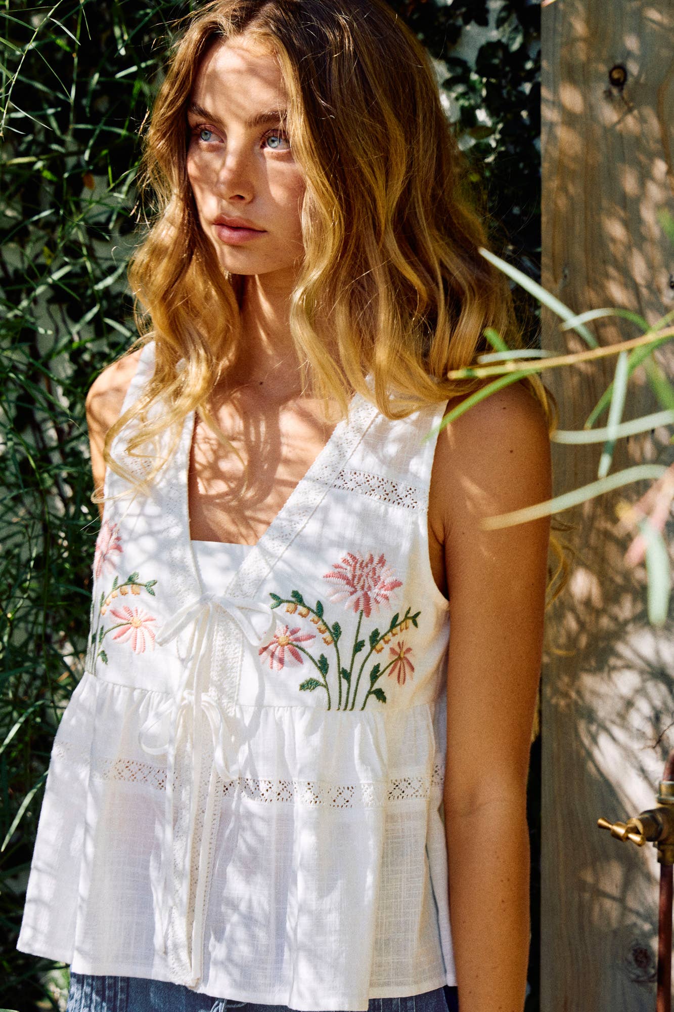 Embroidered Linen Top