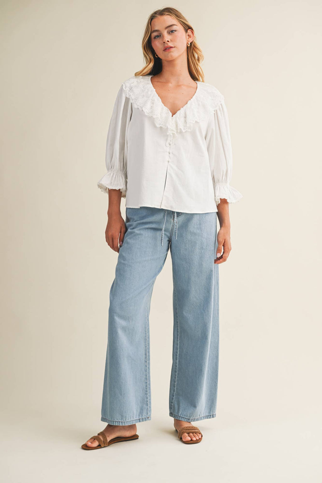 Relaxed Denim Drawstring Pants