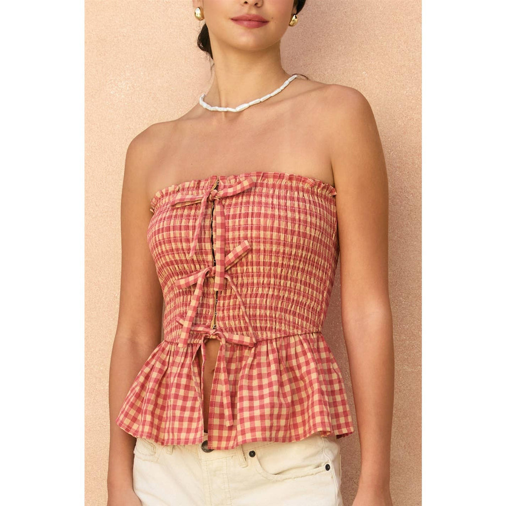 Cherry Basket Smocked And Flared Tube Top