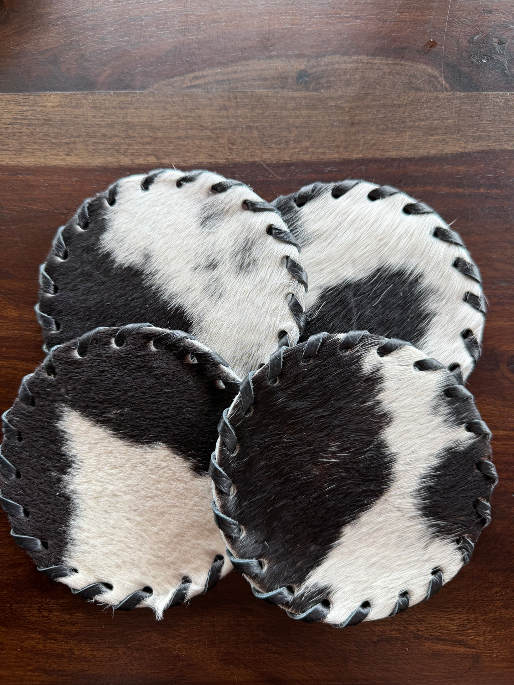 Cowhide Coaster Set