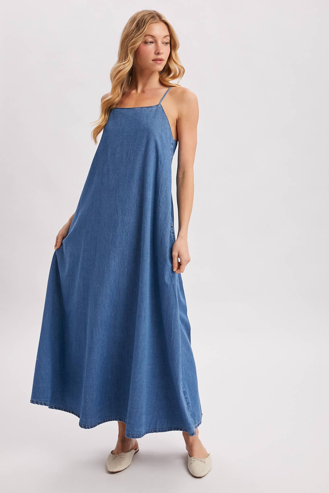 Denin Open Back Maxi