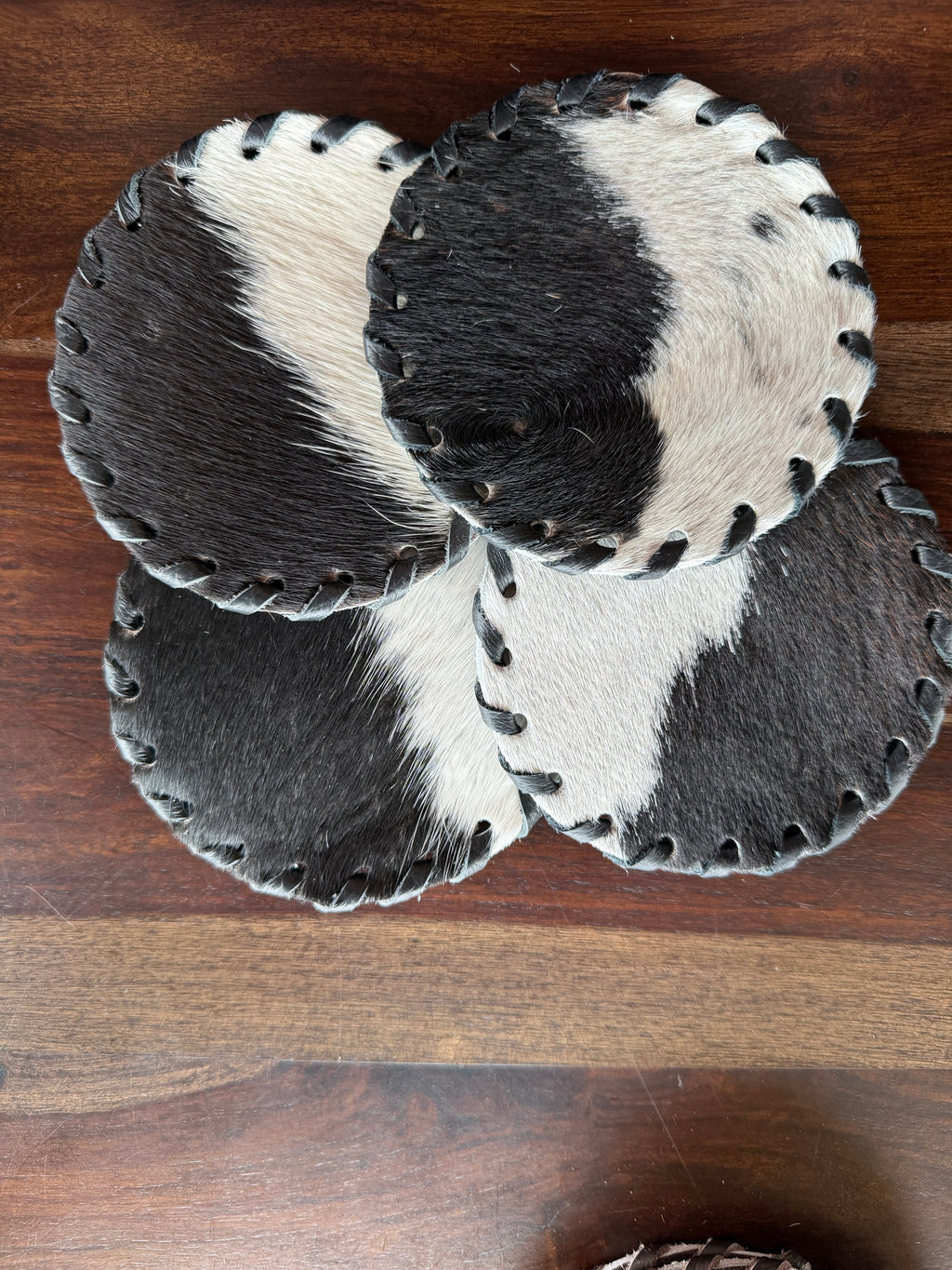 Cowhide Coaster Set