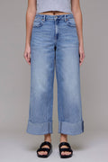 Medium Light Cuffed Crop Wide leg