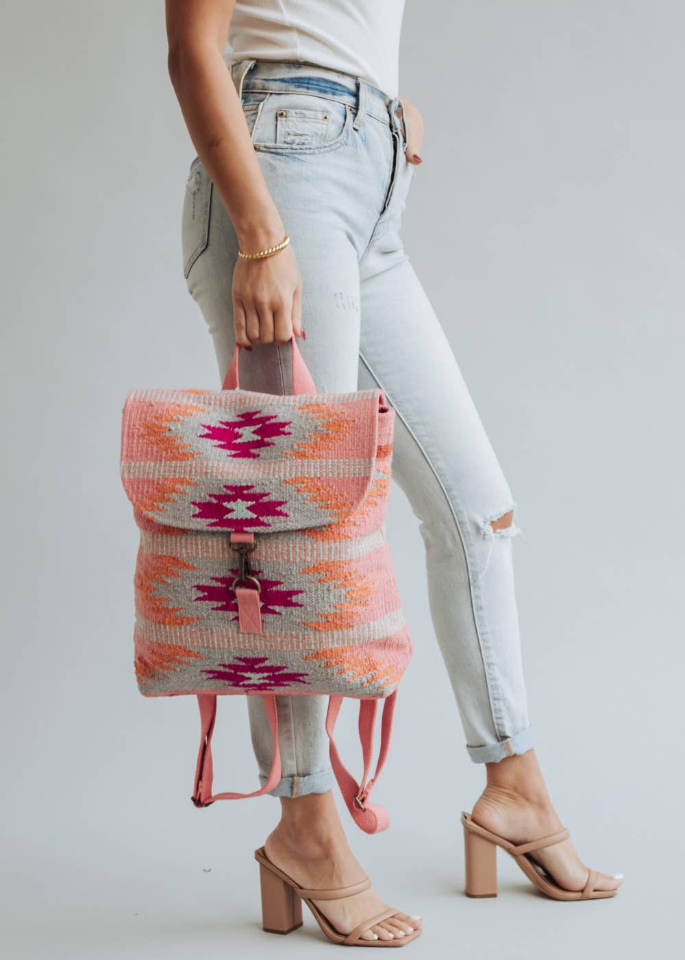 Orange, Bright Pink & Slate Aztec Backpack