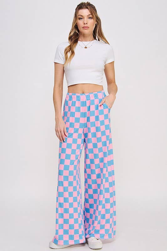 Plus Size Checkered Knit Pants