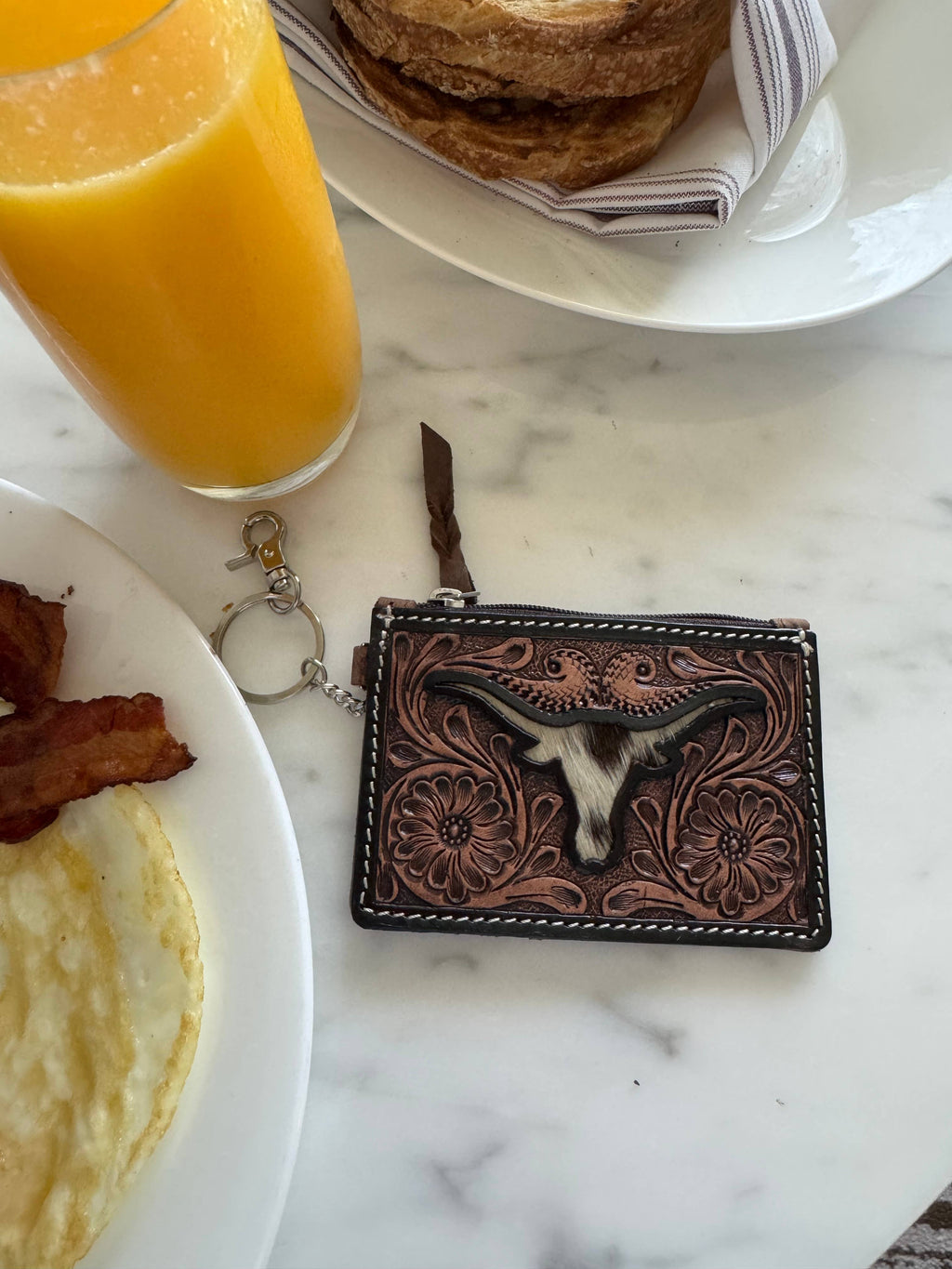 Cowhide and Leather Keychain Wallet