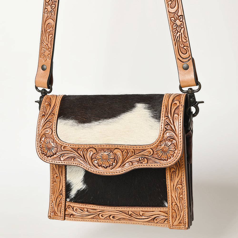 Hair-on Genuine Leather Messenger Bag