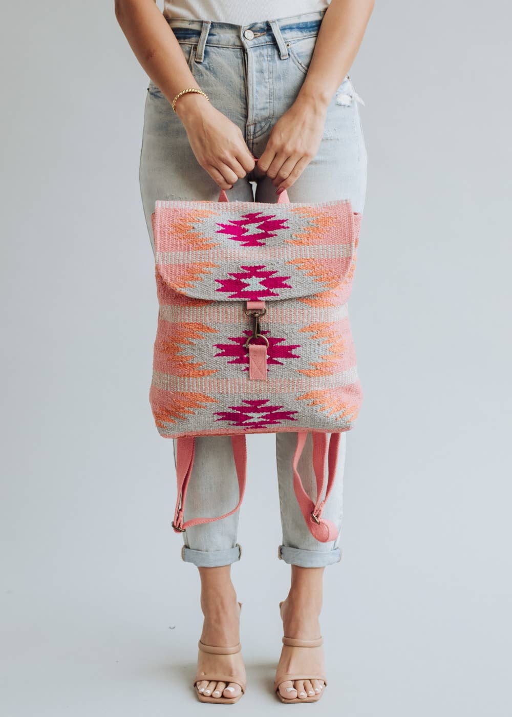 Orange, Bright Pink & Slate Aztec Backpack