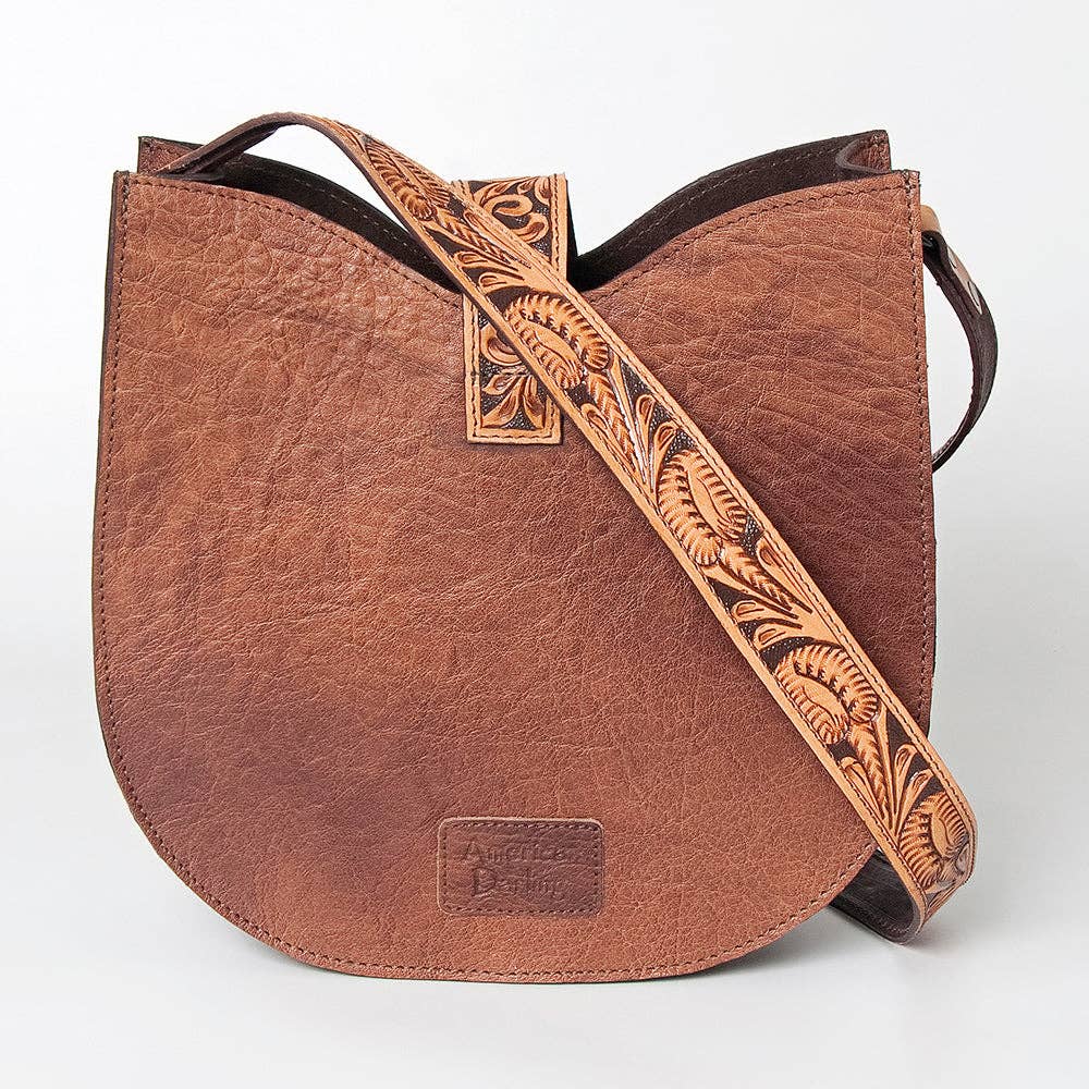 Hand-Tooled Genuine Leather Hobo Shoulder Bag
