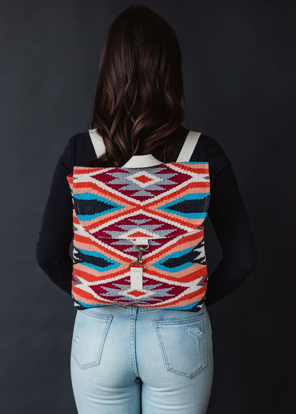 Red, Blue, Orange & Cream Aztec Backpack