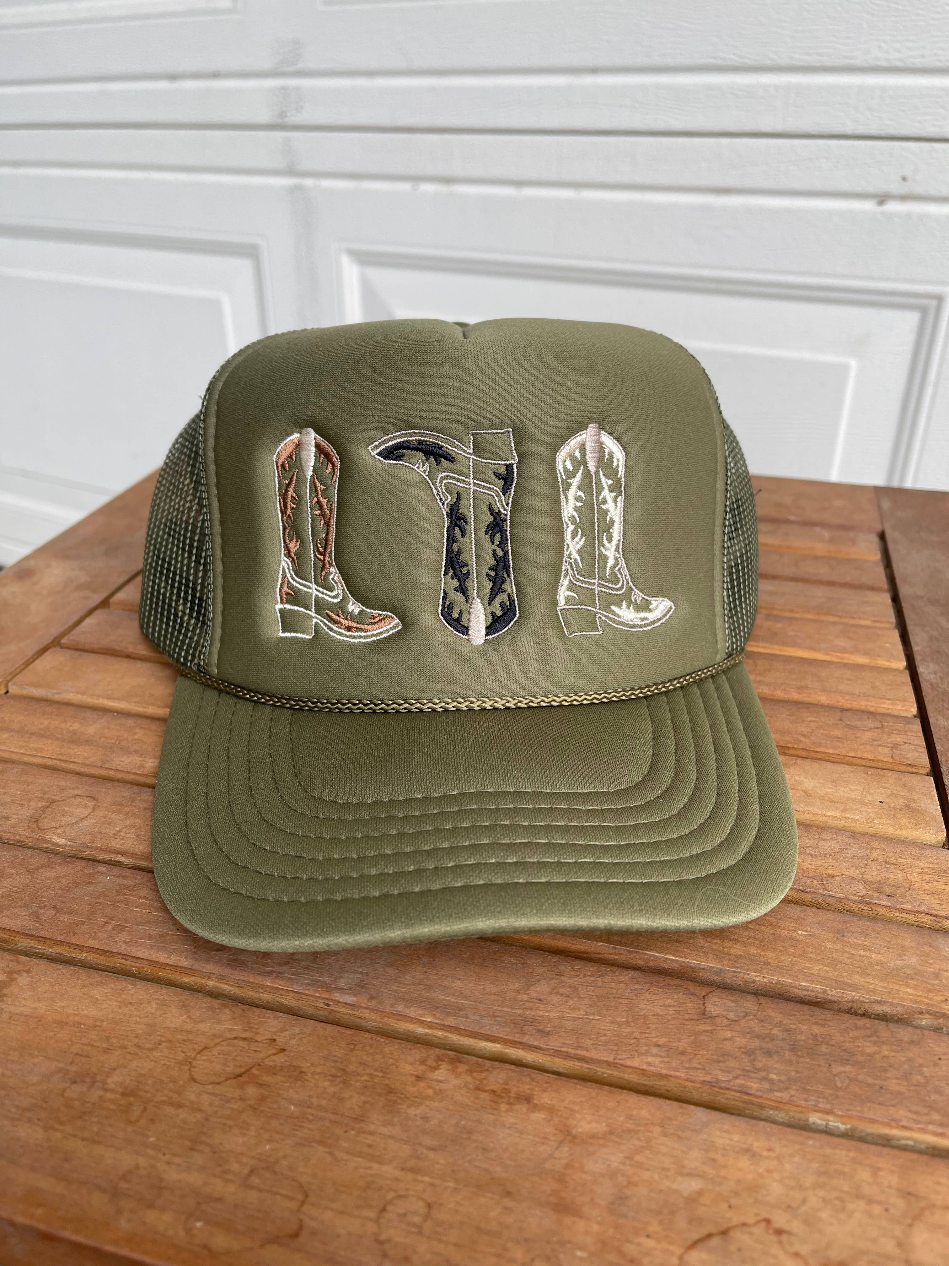 Meaghan 3 Boot Embroidered Trucker Hat