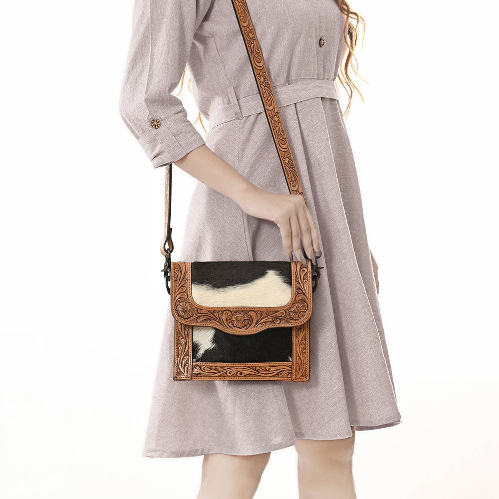 Hair-on Genuine Leather Messenger Bag