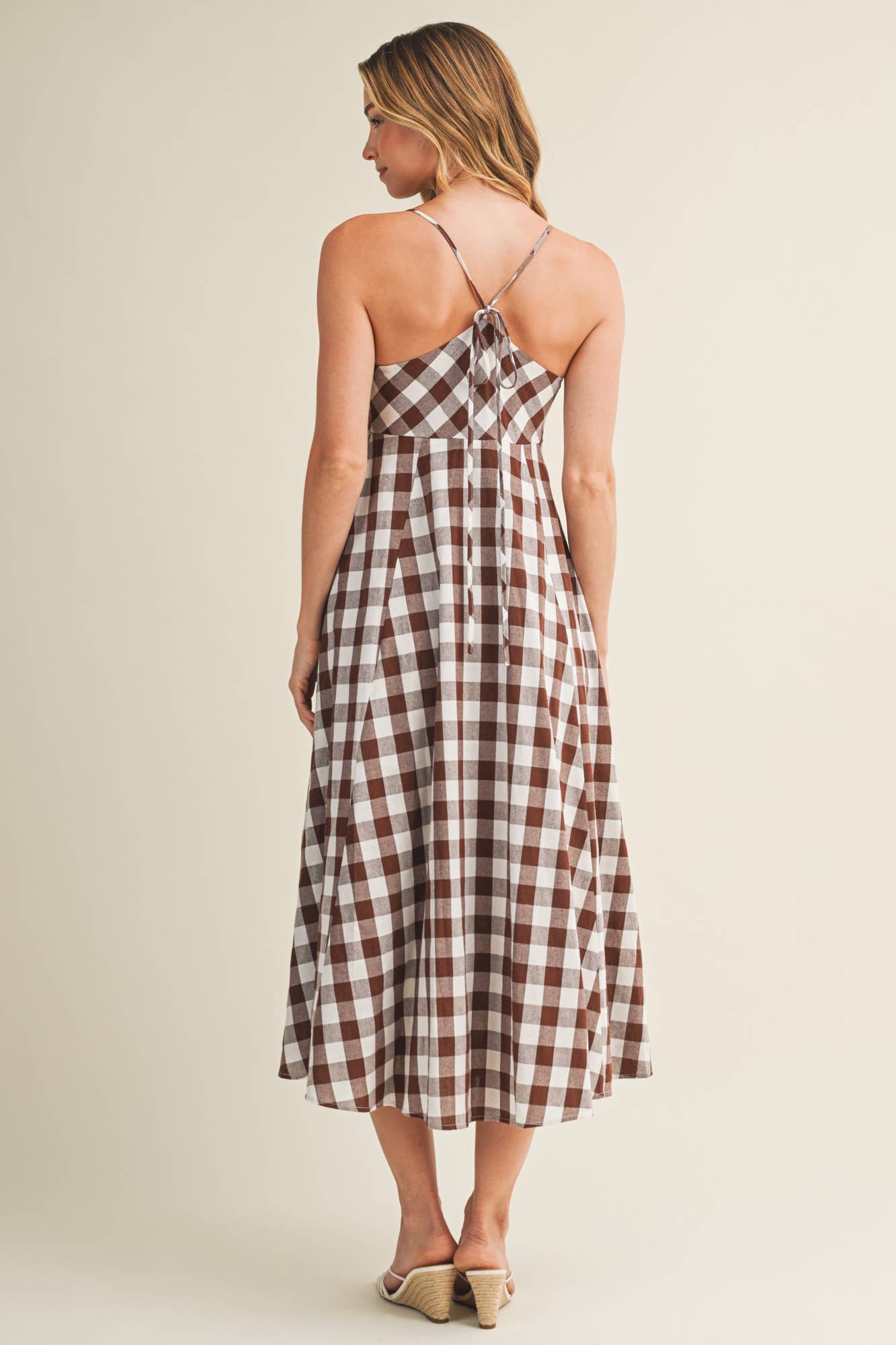 TIE-FRONT GINGHAM DRESS