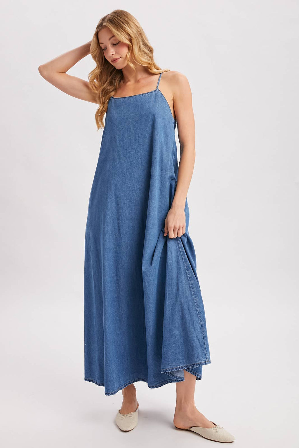 Denin Open Back Maxi