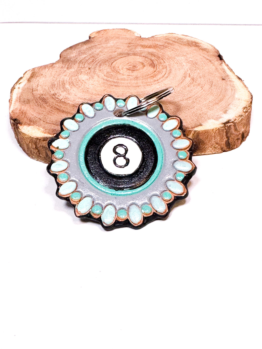 8 Ball Cowhide Keychain