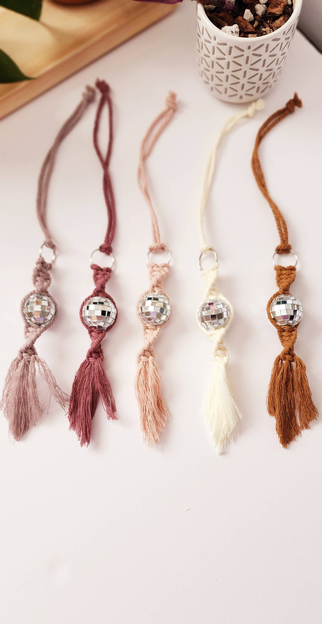Neutral Tone Disco Ball car charm/keychain