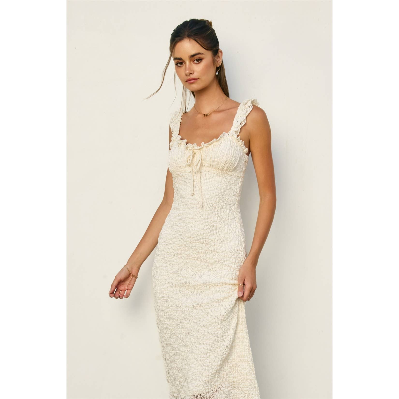 Breeze & Blossom Flutter Ruffled Midi Dress