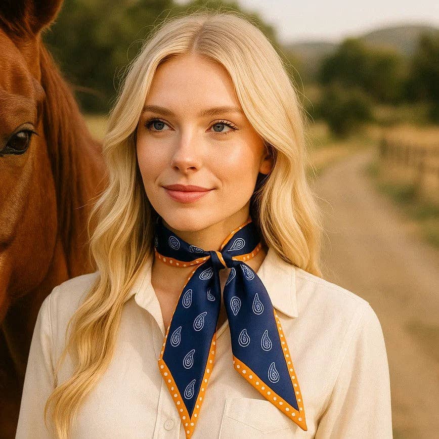 Navy and Rust Western Twilly / Cowgirl Necktie