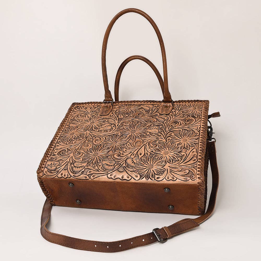 Hand Tooled Leather Tote Bag