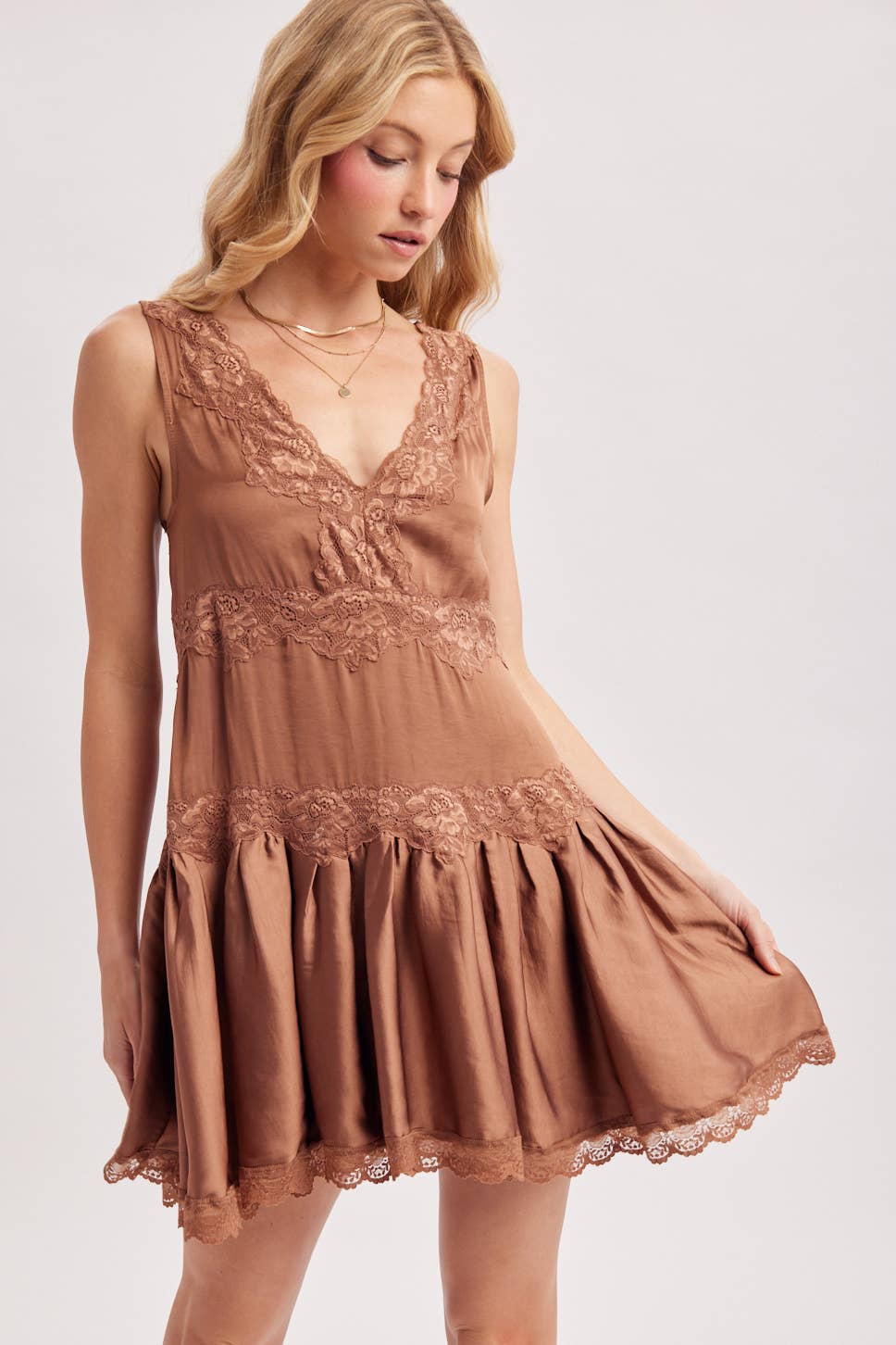 Satin & Lace Mini Dress
