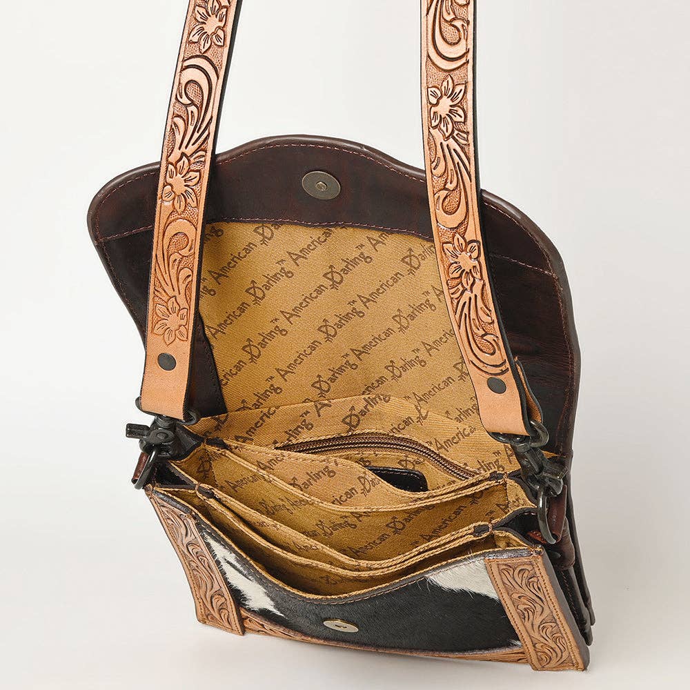 Hair-on Genuine Leather Messenger Bag