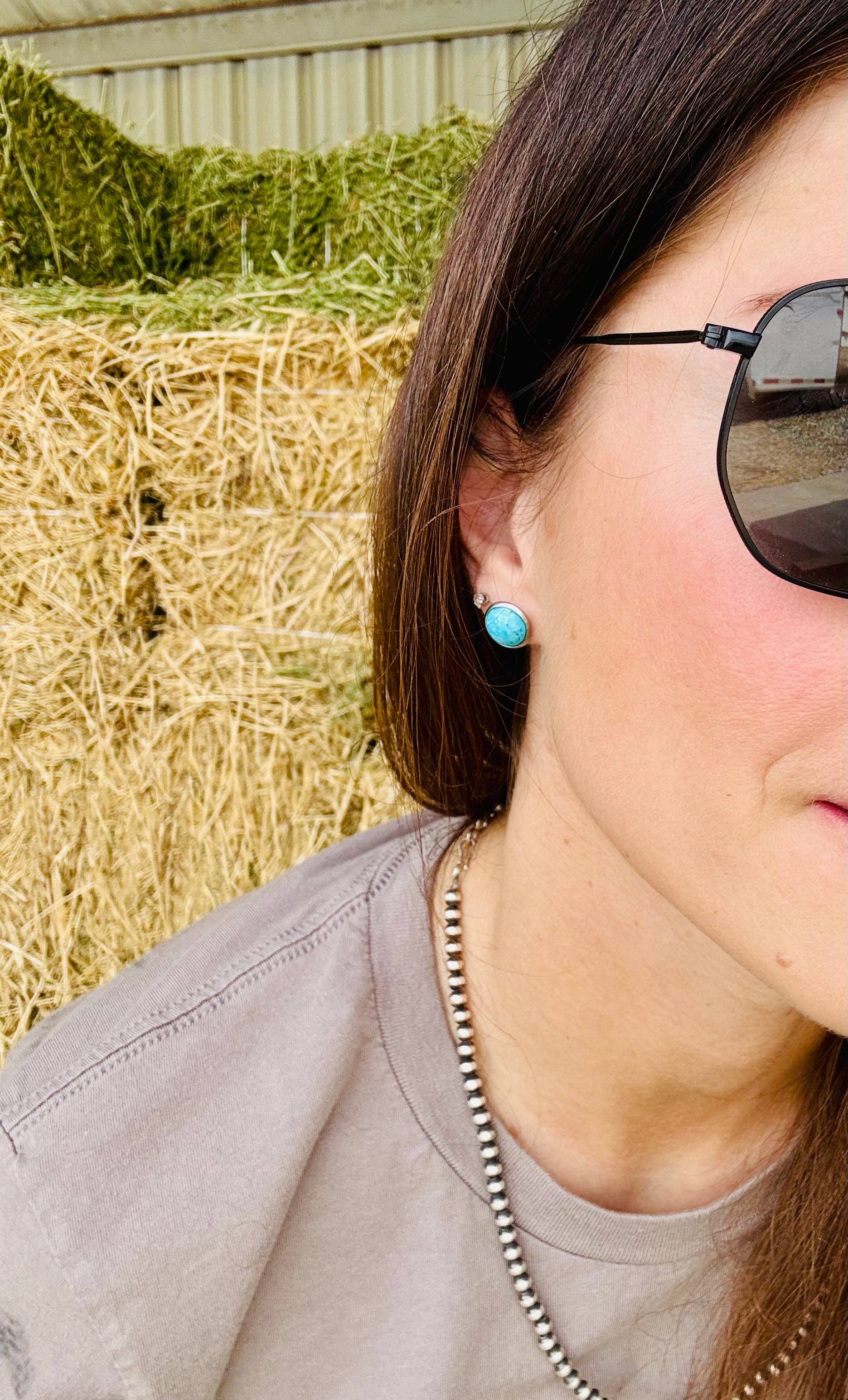 Genuine Turquoise Stud Earring/Orange/Red Spiny Oyster stud