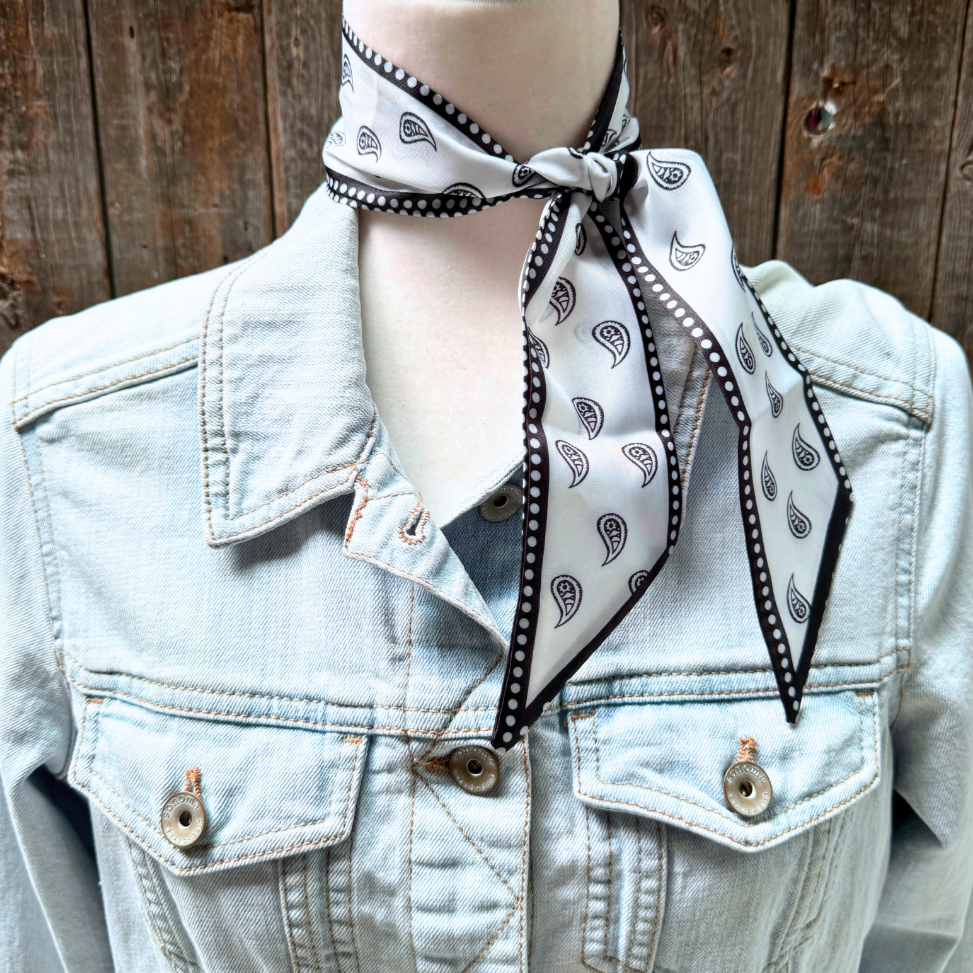 Black and White Western Twilly / Cowgirl Necktie