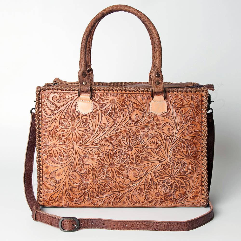 Hand Tooled Leather Tote Bag