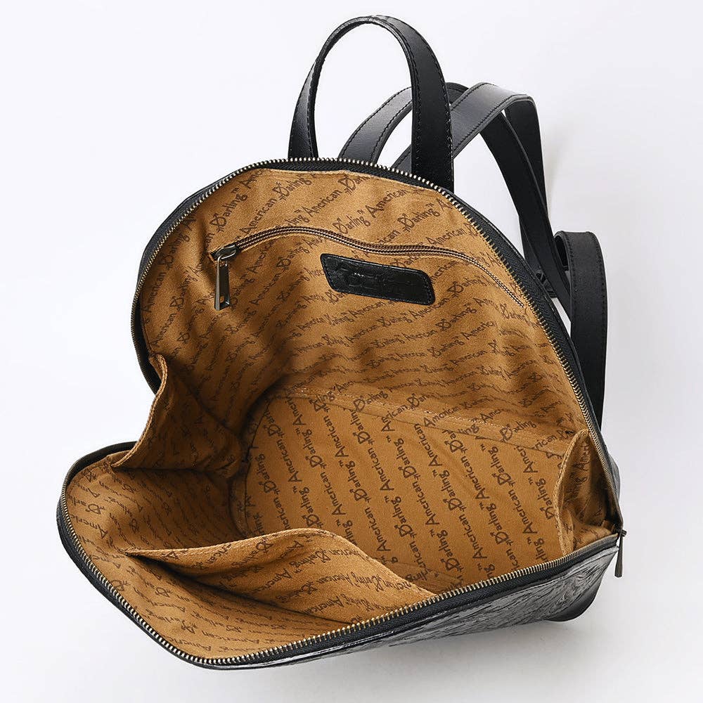 Floral Hand-Tooled Leather Backpack