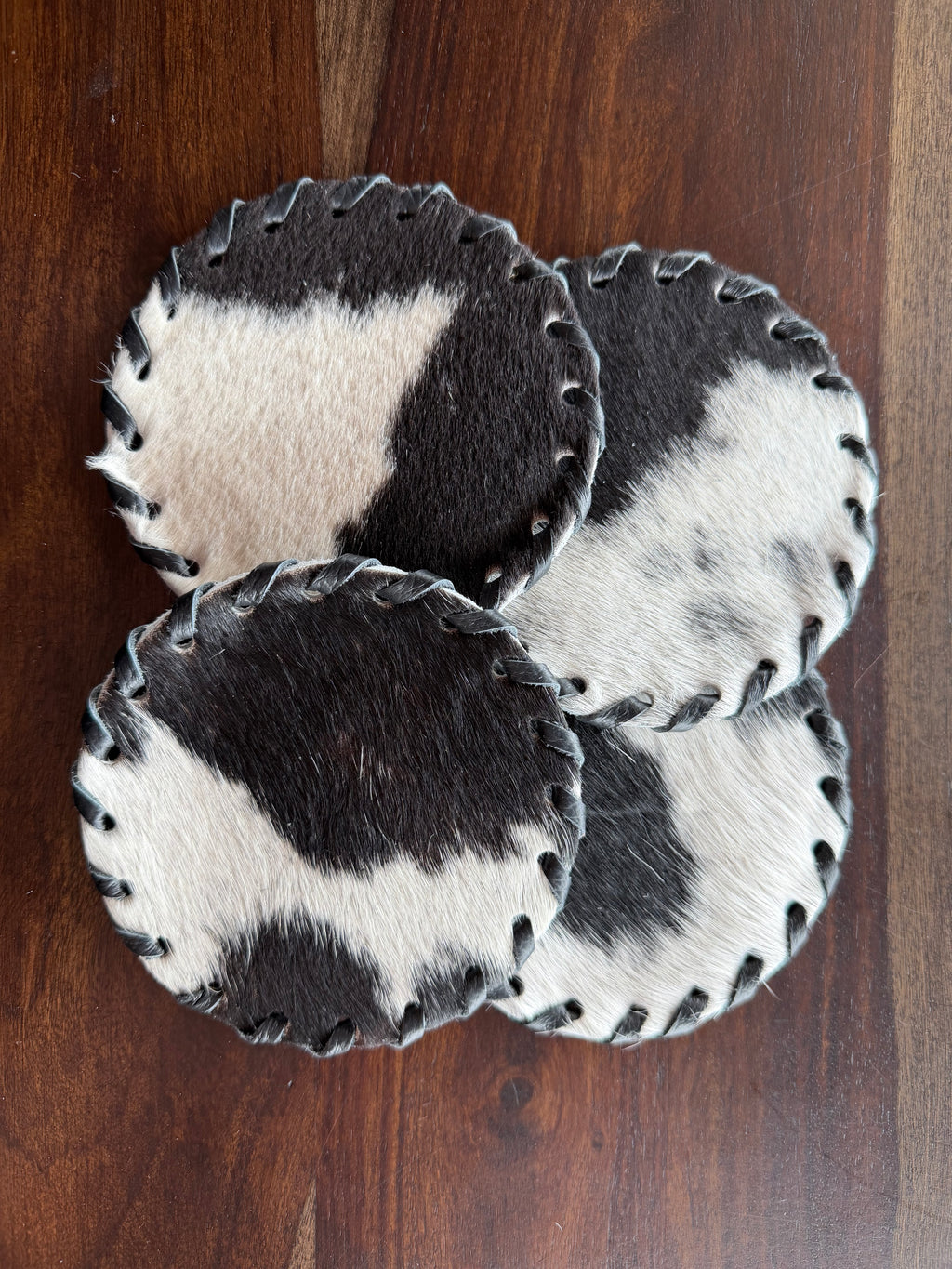 Cowhide Coaster Set