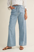 Relaxed Denim Drawstring Pants