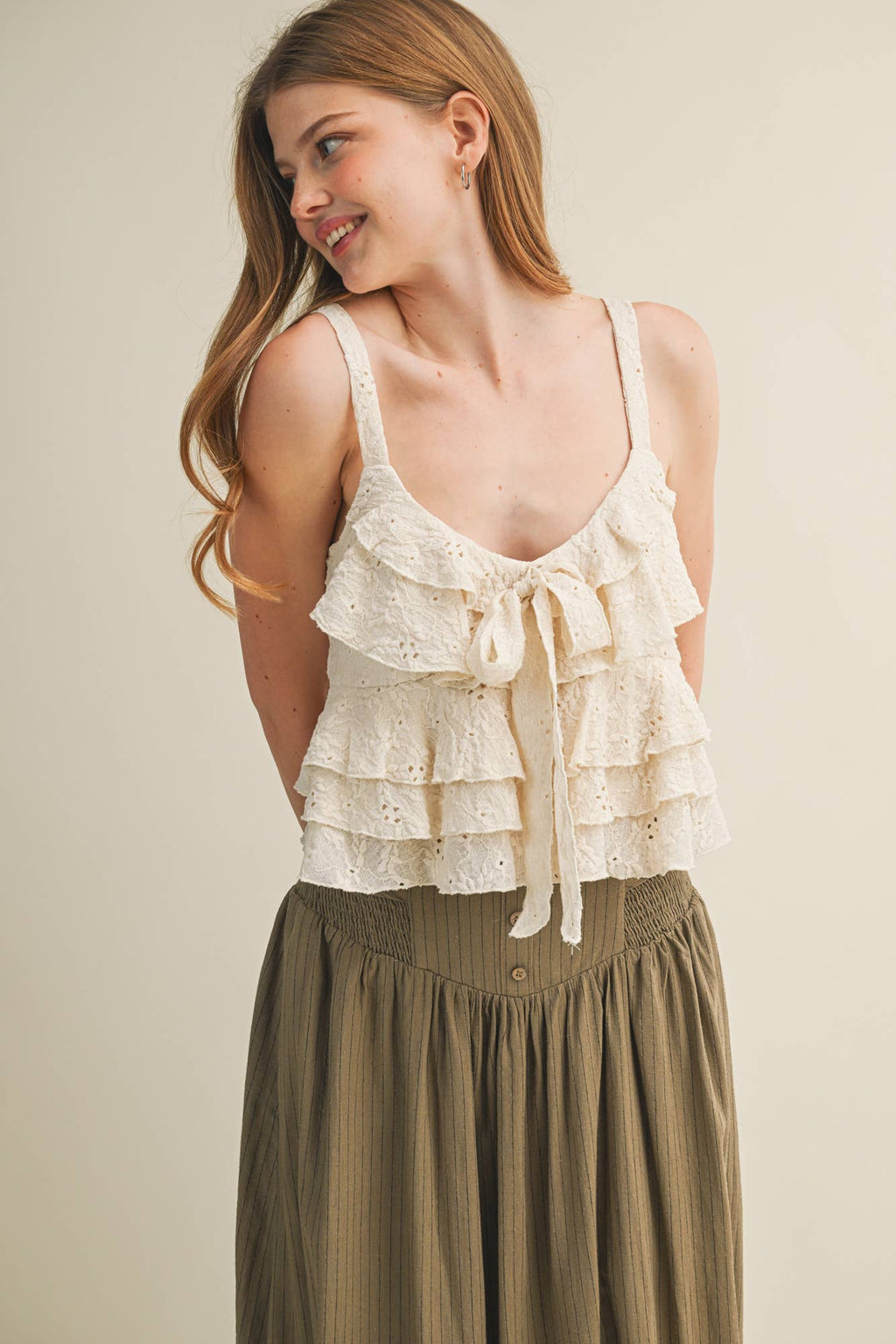 Jacquard Ruffle Jersey Cami