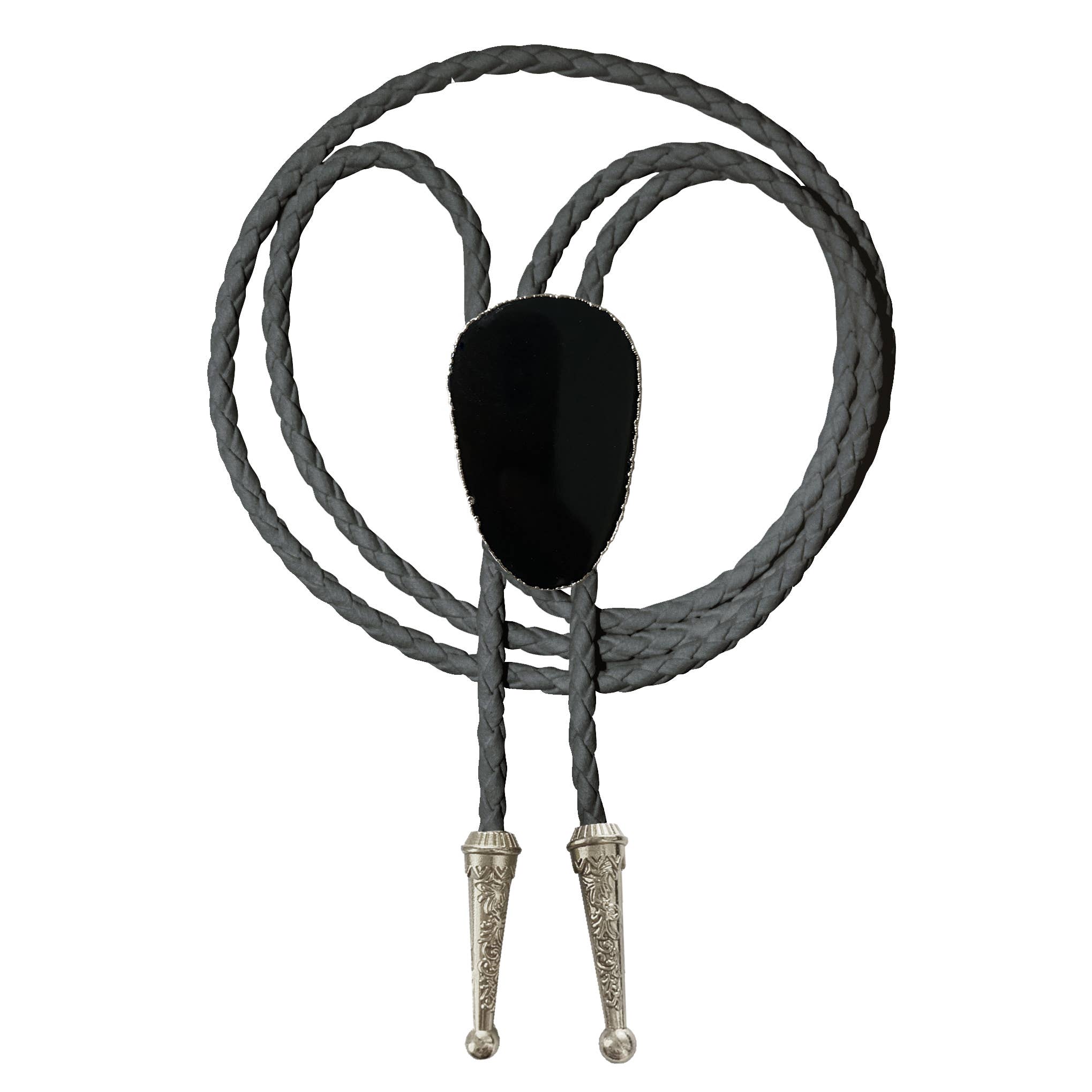 Gemstone Bolo Tie - Onyx (Silver)
