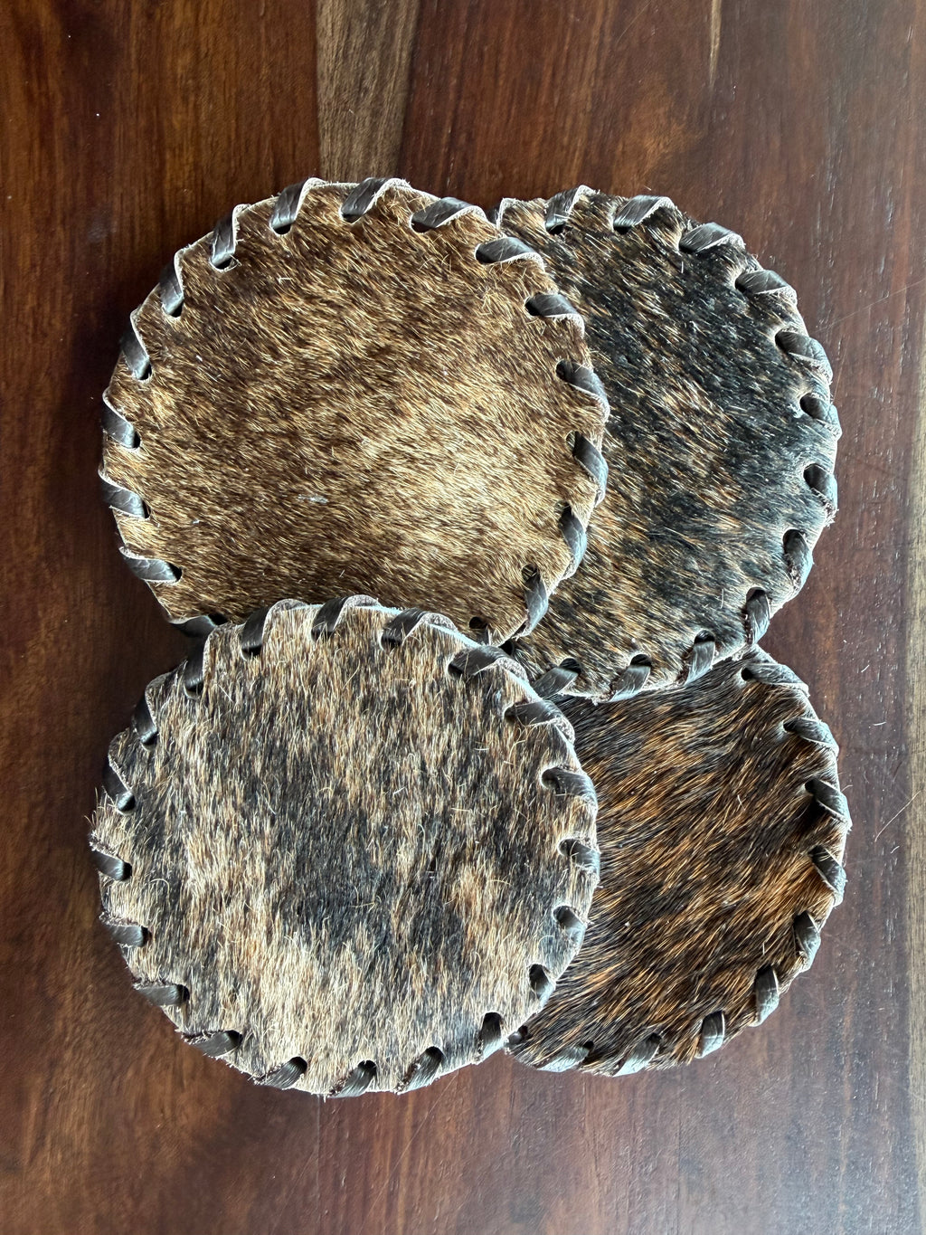 Cowhide Coaster Set