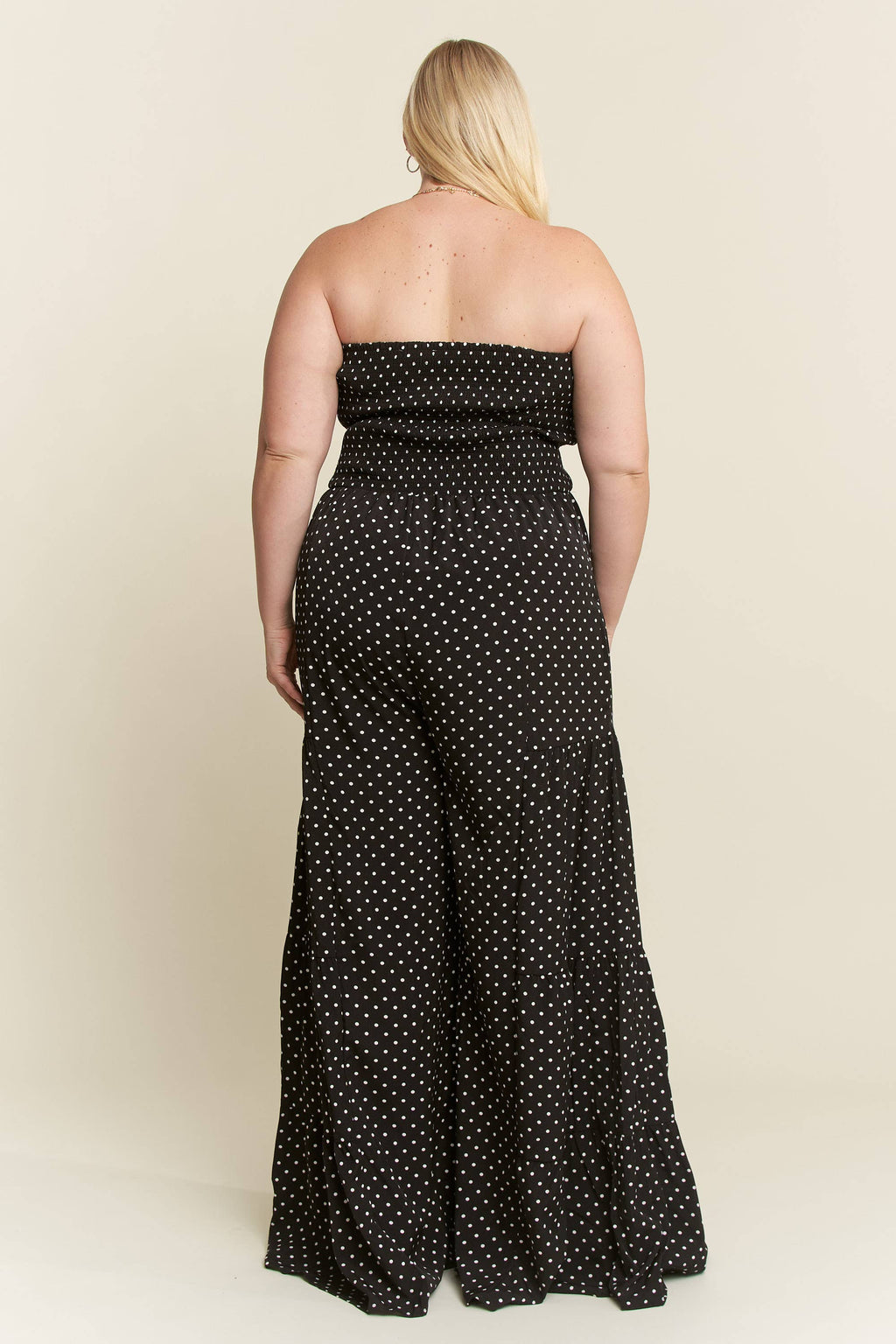 Polka Dot  Tie Front Jumpsuit