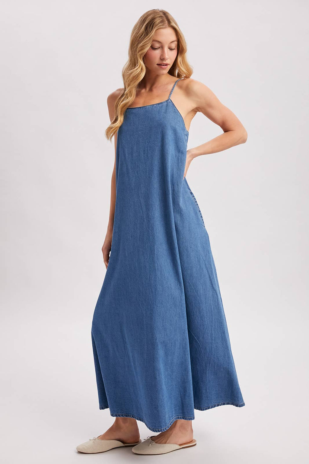 Denin Open Back Maxi