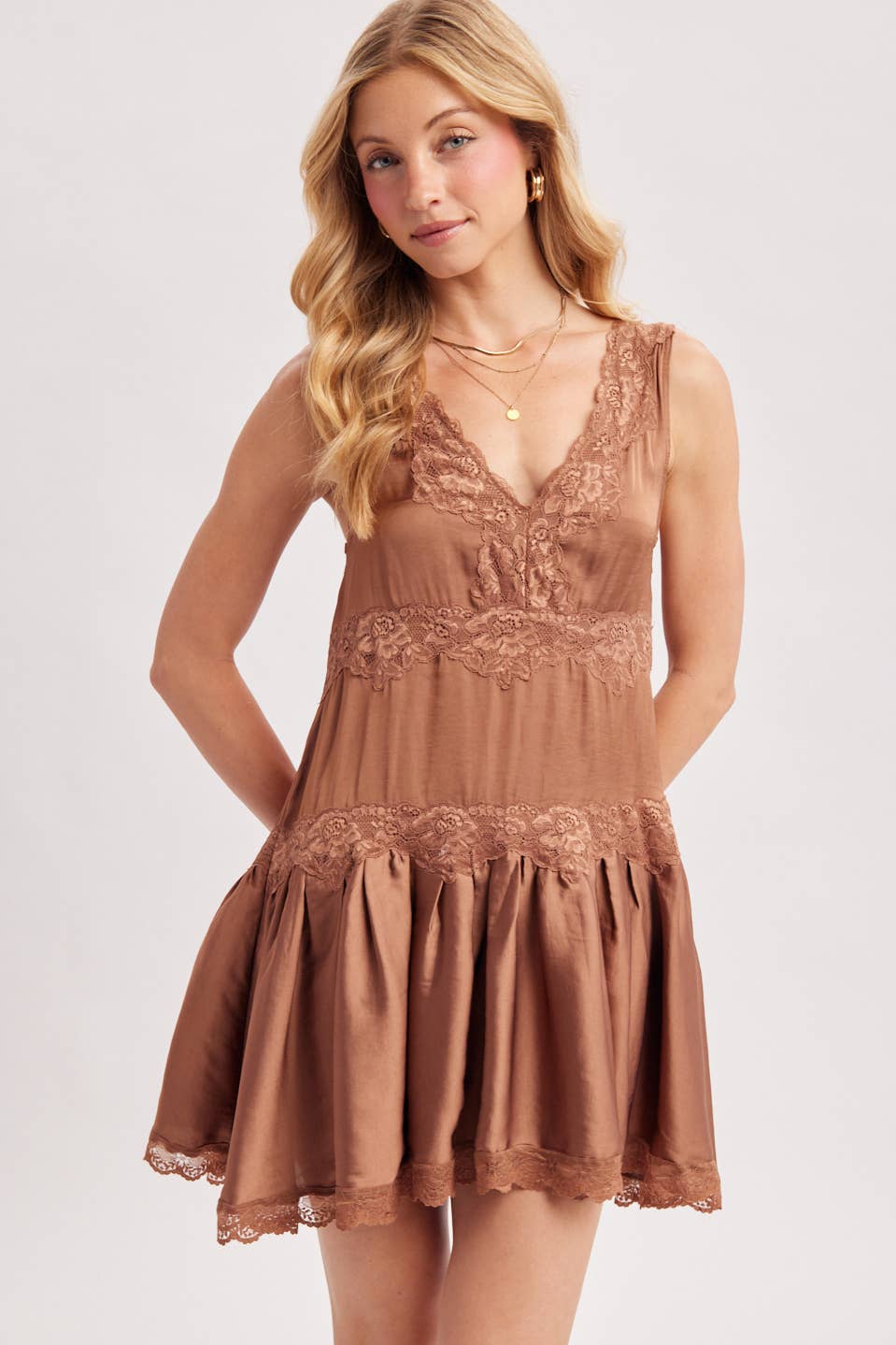 Satin & Lace Mini Dress