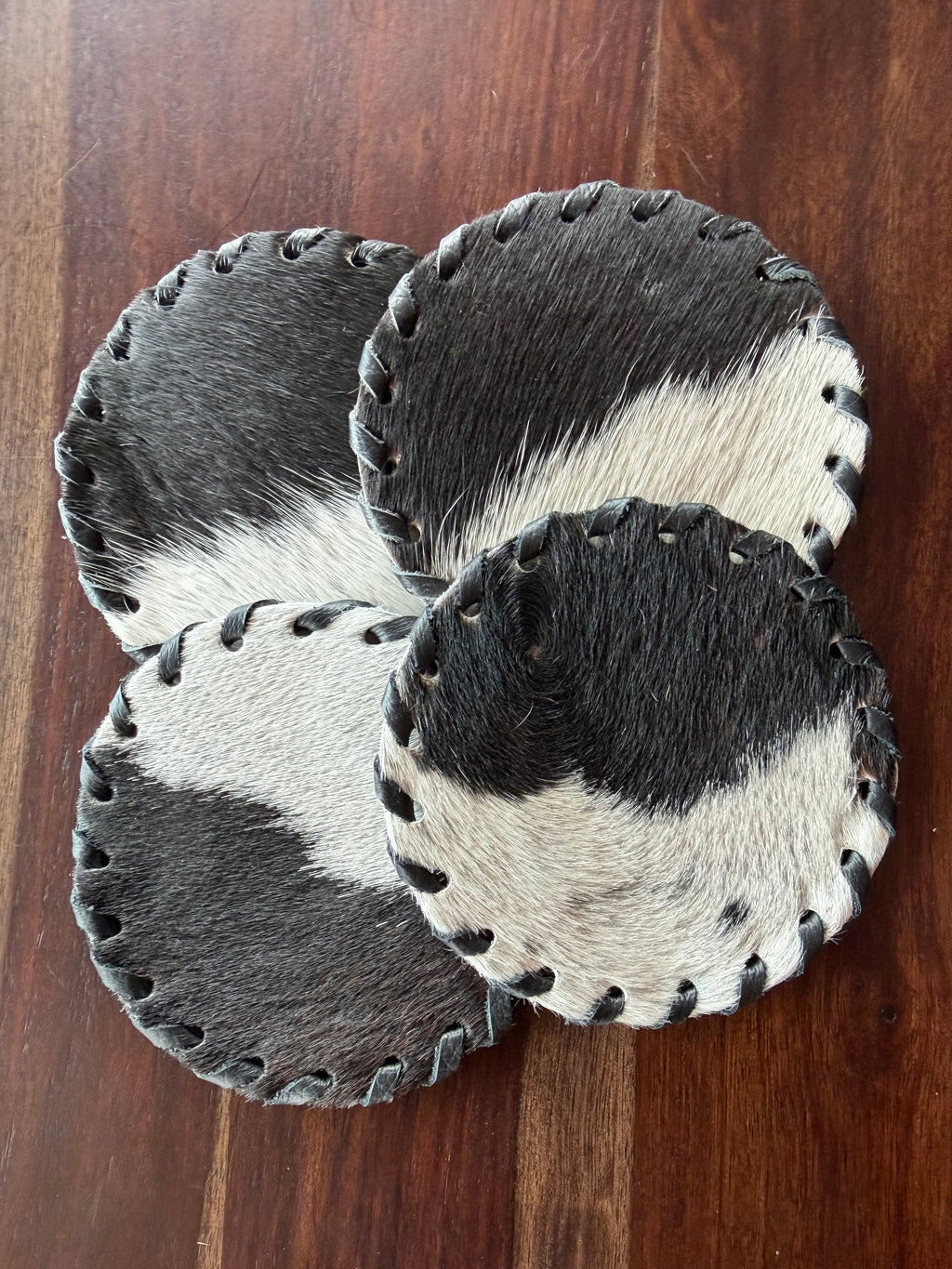 Cowhide Coaster Set