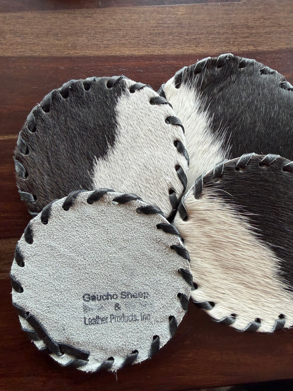 Cowhide Coaster Set