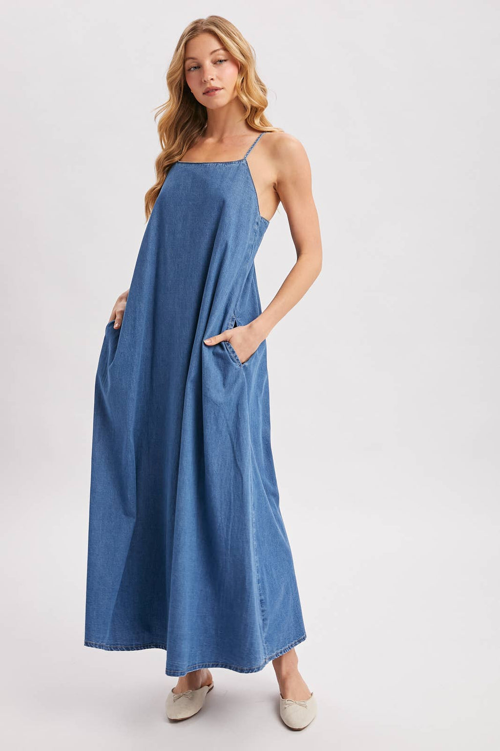 Denin Open Back Maxi
