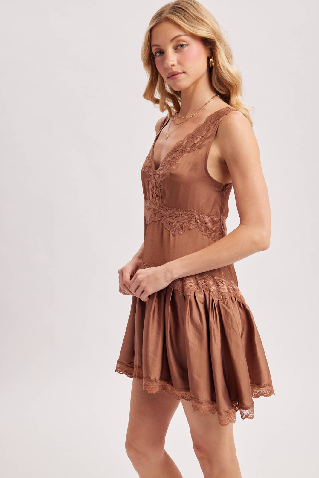 Satin & Lace Mini Dress