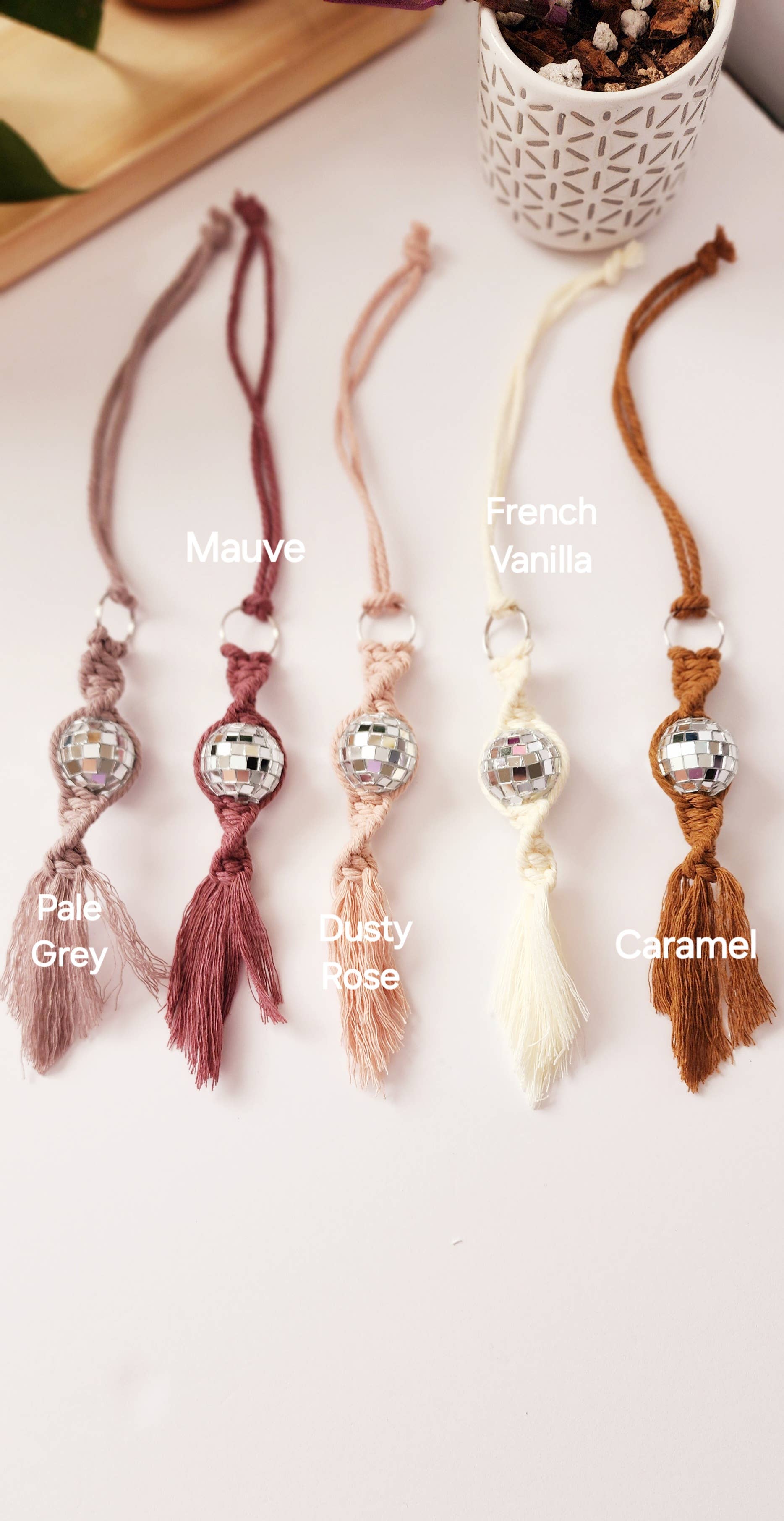 Neutral Tone Disco Ball car charm/keychain