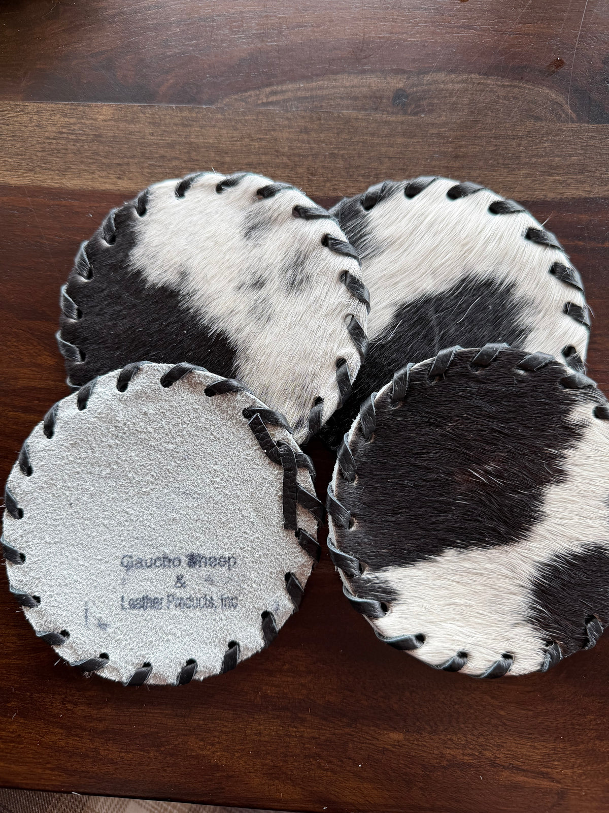 Cowhide Coaster Set